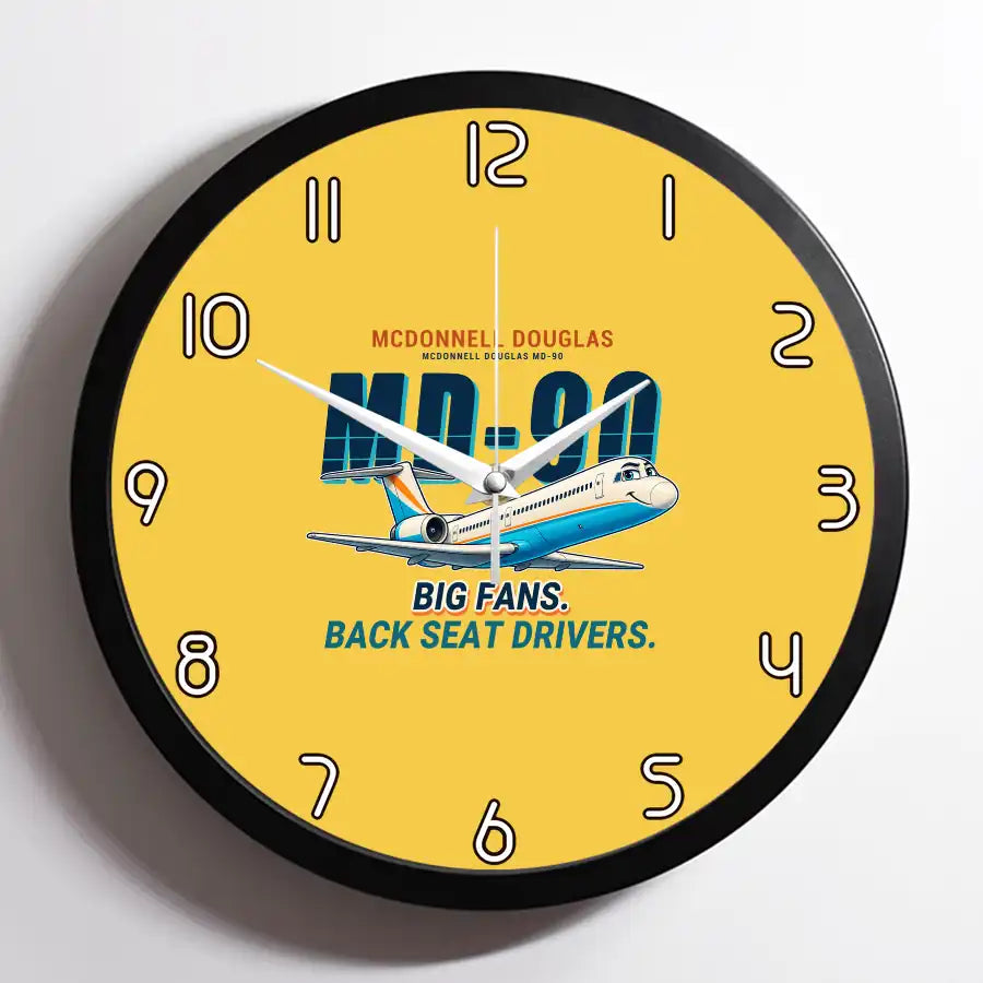 McDonnell Douglas MD-90 - Cartoon - Framed - Yellow
