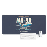 Thumbnail for McDonnell Douglas MD-90 - Cartoon + Name - Desk Mat - Navy Blue