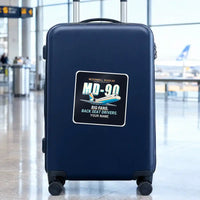 Thumbnail for McDonnell Douglas MD-90 - Cartoon + Name - Square Sticker - Suitcase