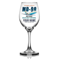 Thumbnail for McDonnell Douglas MD-90 - Cartoon + Name - Wine Glass