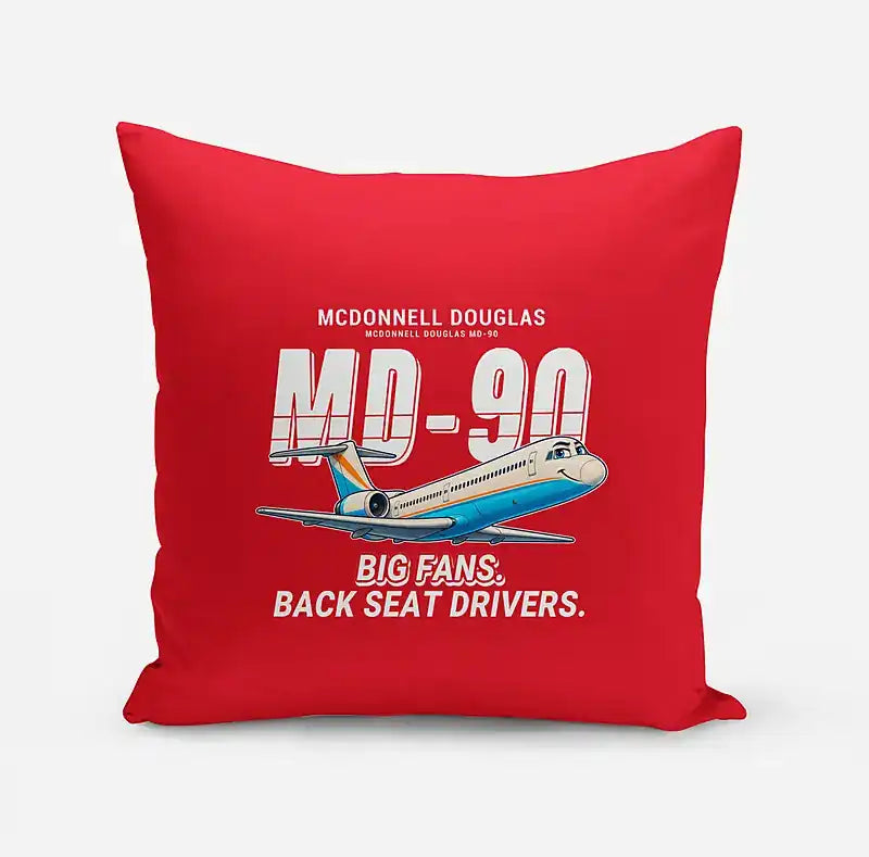 McDonnell Douglas MD-90 - Cartoon - Pillow - Red