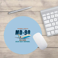 Thumbnail for McDonnell Douglas MD-90 - Cartoon - Round Mouse Pad - Light Blue