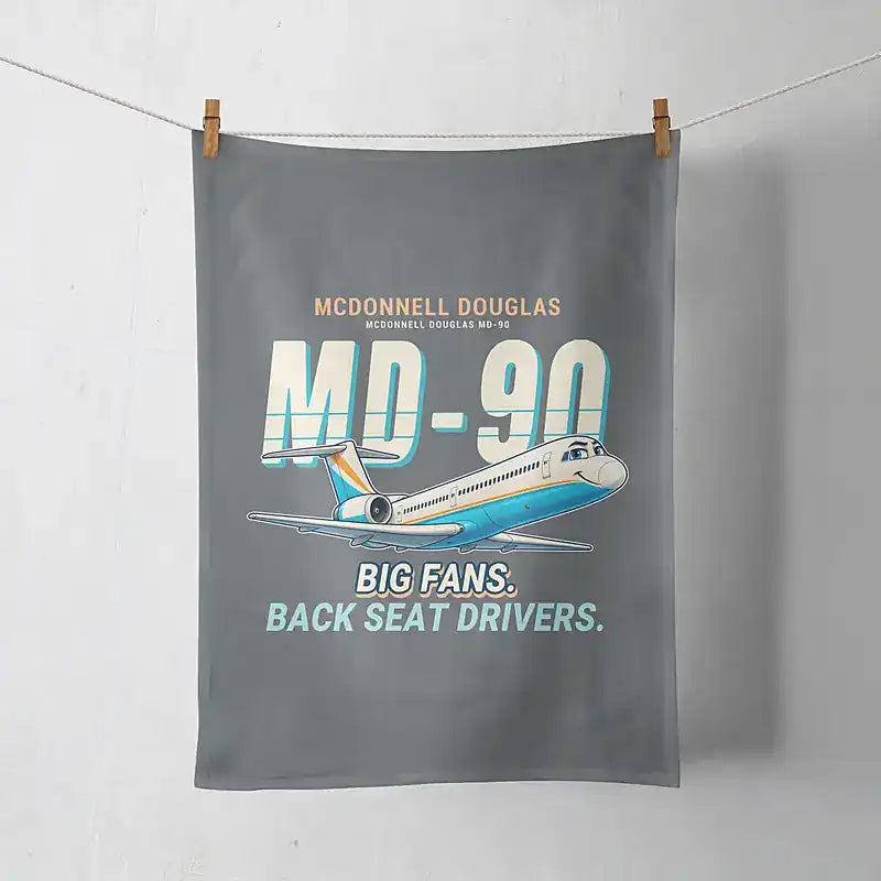 McDonnell Douglas MD-90 - Cartoon - Towel - Gray