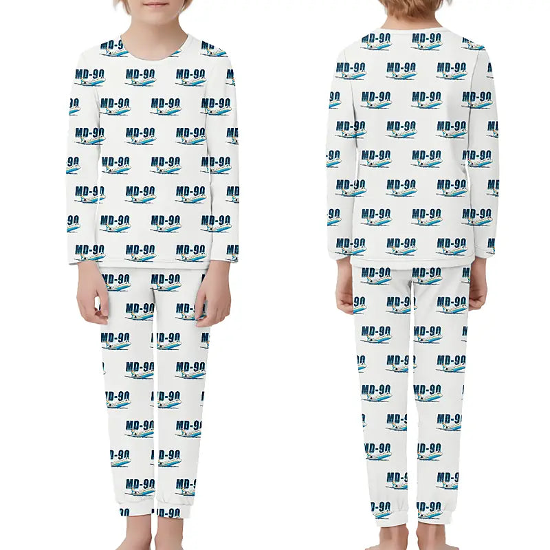 McDonnell Douglas MD-90 - Children Pajamas - Cartoon Pattern - White