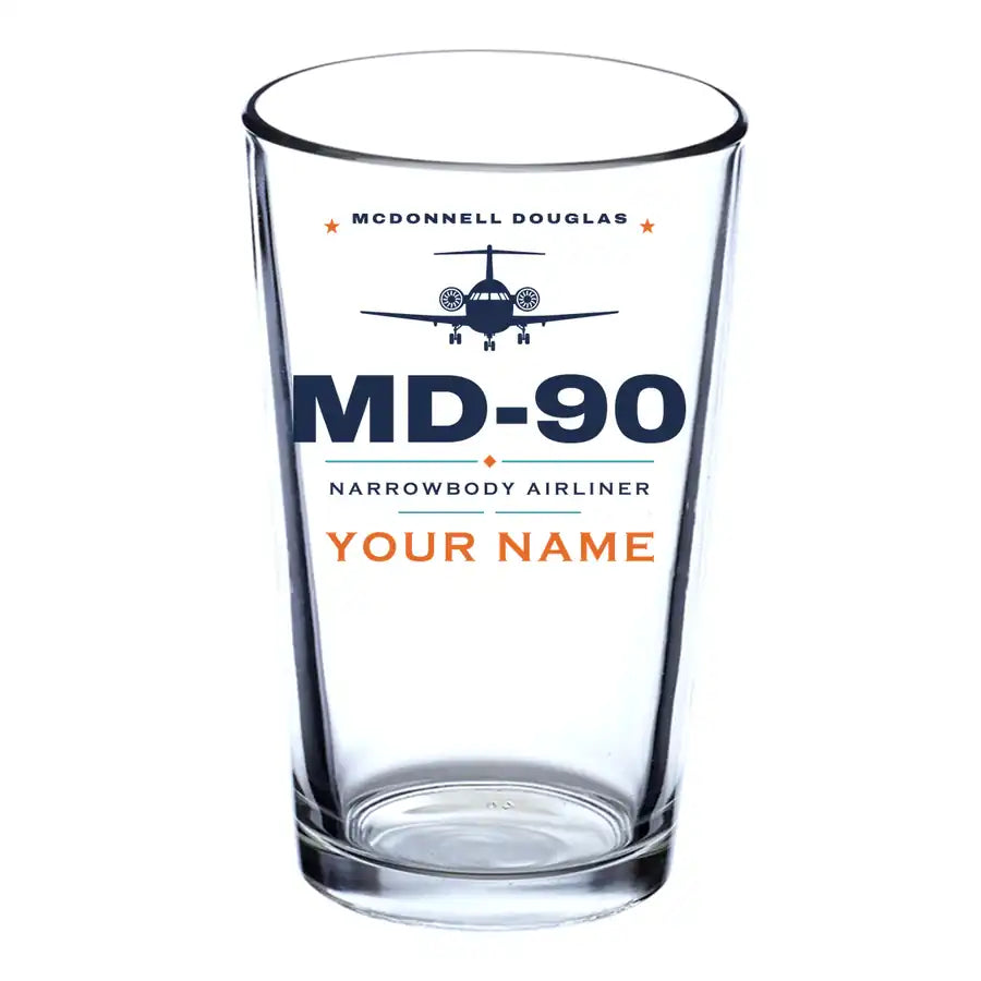 McDonnell Douglas MD-90 - Heritage + Name - Beer & Water Glass