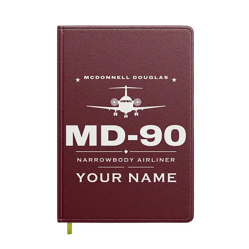 McDonnell Douglas MD-90 - Heritage + Name - Notebook - Dark Red