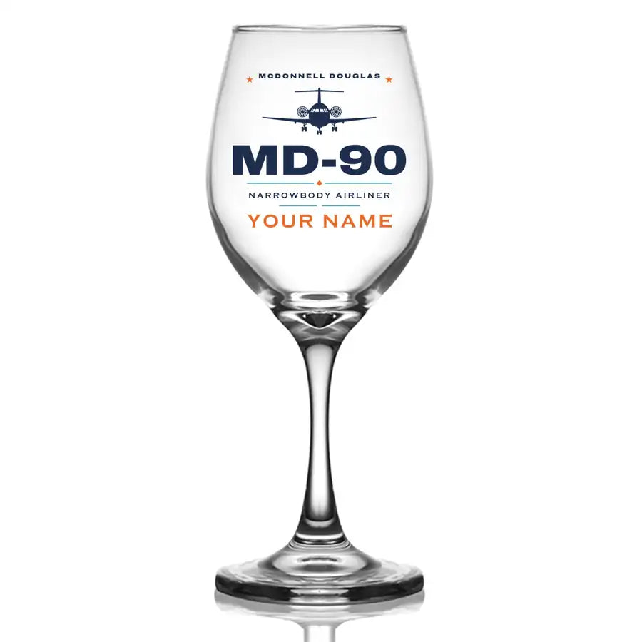 McDonnell Douglas MD-90 - Heritage + Name - Wine Glass