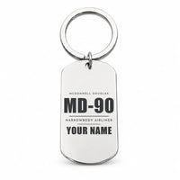 Thumbnail for McDonnell Douglas MD-90 - Key Chain - Tag + Name - Silver