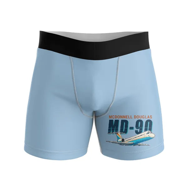 McDonnell Douglas MD-90 - Men Boxers - Cartoon - Light Blue