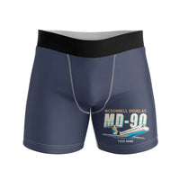 Thumbnail for McDonnell Douglas MD-90 - Men Boxers - Cartoon + Name - Navy Blue