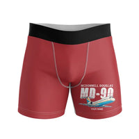 Thumbnail for McDonnell Douglas MD-90 - Men Boxers - Cartoon + Name - Red