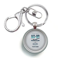 Thumbnail for McDonnell Douglas MD-90 - Original + Name - Circle Key Chain - Light Gray