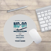 Thumbnail for McDonnell Douglas MD-90 - Original + Name - Round Mouse Pad - Light Gray