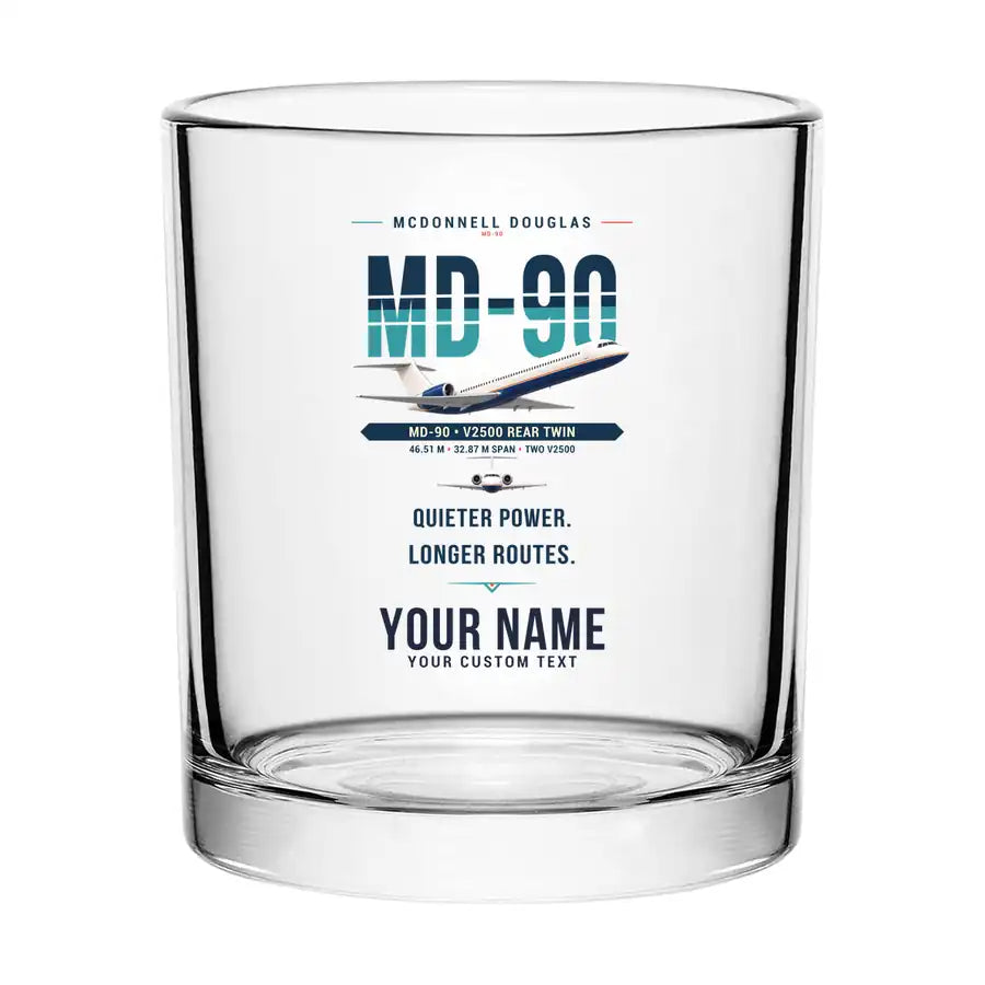 McDonnell Douglas MD-90 - Original + Name - Special Whiskey Glass