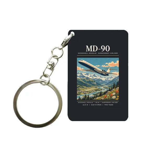 McDonnell Douglas MD-90 - Poster - Key Chain - Black
