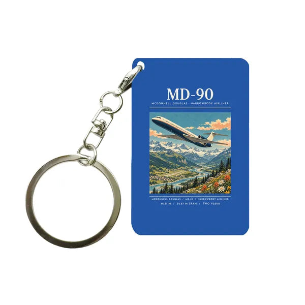 McDonnell Douglas MD-90 - Poster - Key Chain - Blue