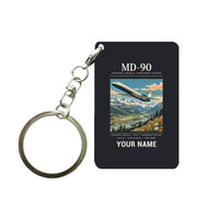 Thumbnail for McDonnell Douglas MD-90 - Poster + Name - Key Chain - Black