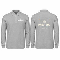 Thumbnail for McDonnell Douglas MD-90 Premium Polo T-Shirts - Heritage - Long Sleeve - Gray