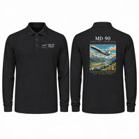 Thumbnail for McDonnell Douglas MD-90 Premium Polo T-Shirts - Poster - Long Sleeve - Black