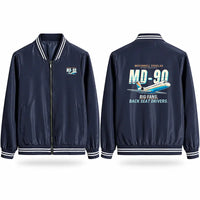 Thumbnail for McDonnell Douglas MD-90 Stylish Jackets - Baseball Collar - Cartoon - Navy Blue