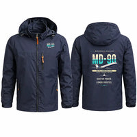 Thumbnail for McDonnell Douglas MD-90 Stylish Jackets - Hooded Windbreaker - Original - Navy Blue
