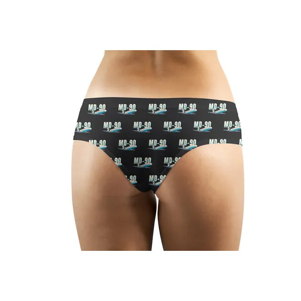 McDonnell Douglas MD-90 - Women Panties - Cartoon Pattern - Black - Back