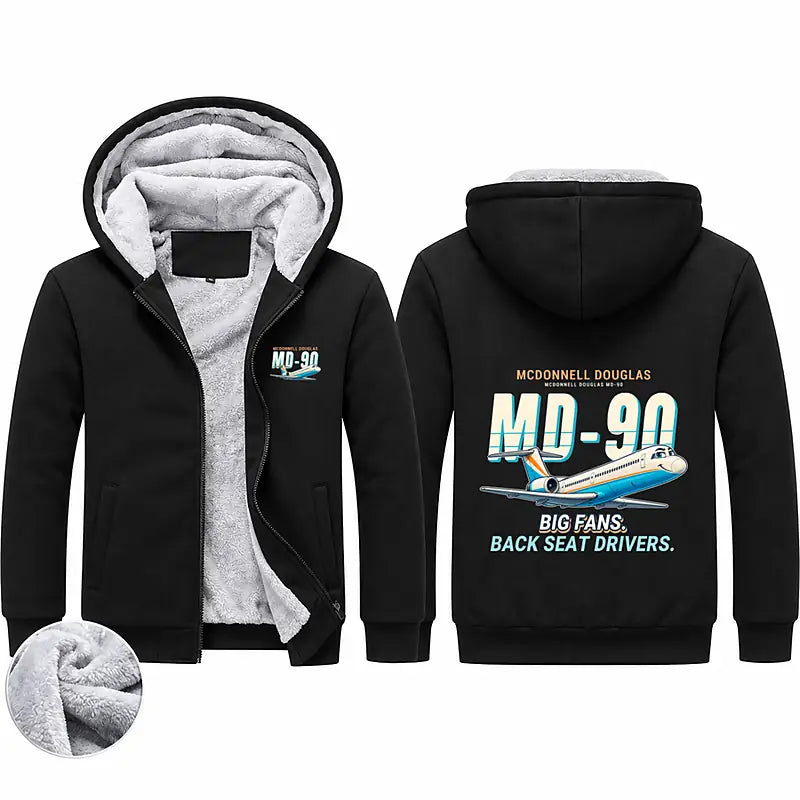 McDonnell Douglas MD-90 Zipped Sweatshirts - Cartoon - Black