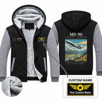 Thumbnail for McDonnell Douglas MD-90 Zipped Sweatshirts - Poster + Name - Black & Gray