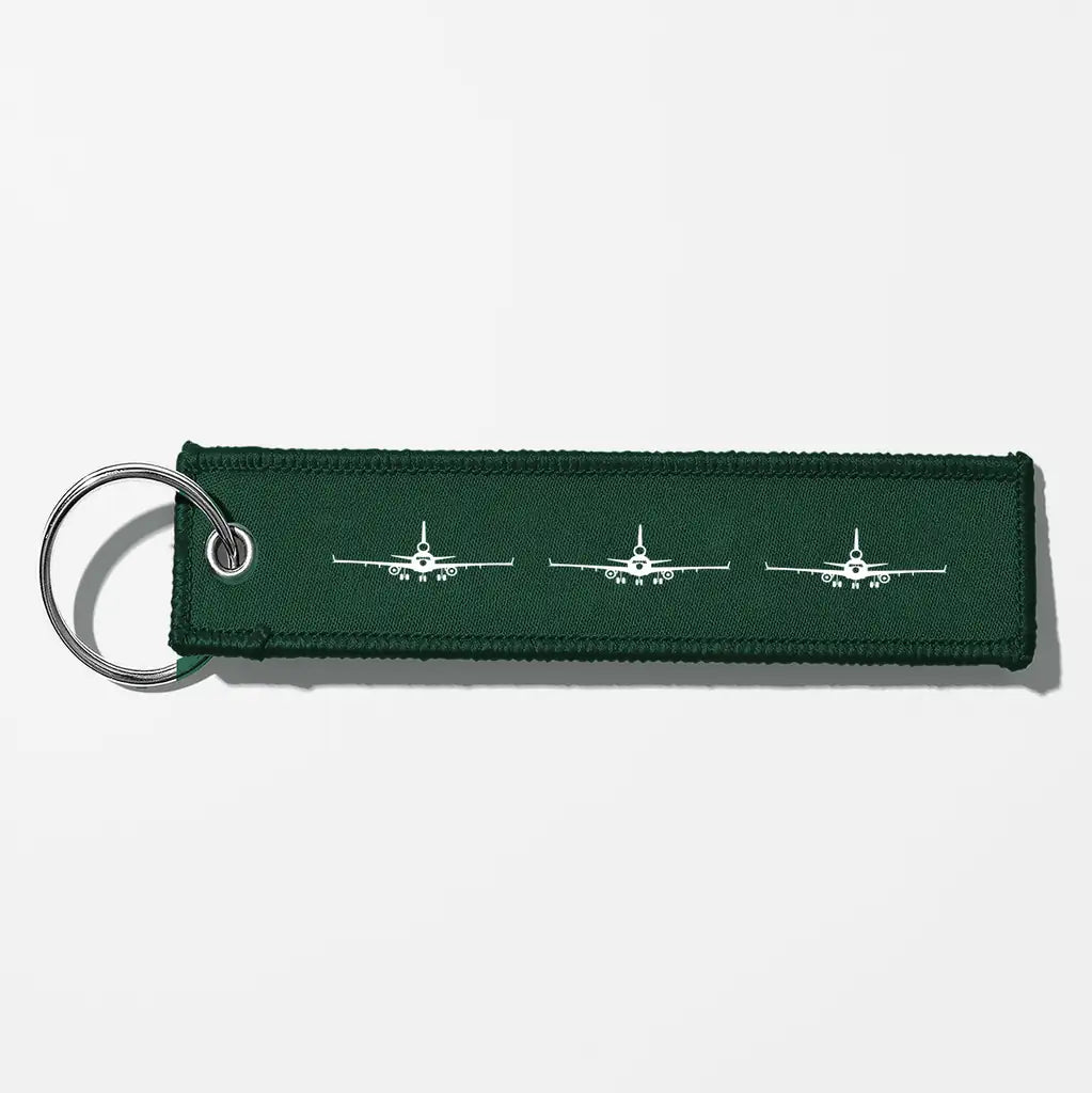 McDonnell Douglas MD-11 Silhouette Aviator Key Chains - Dark Green