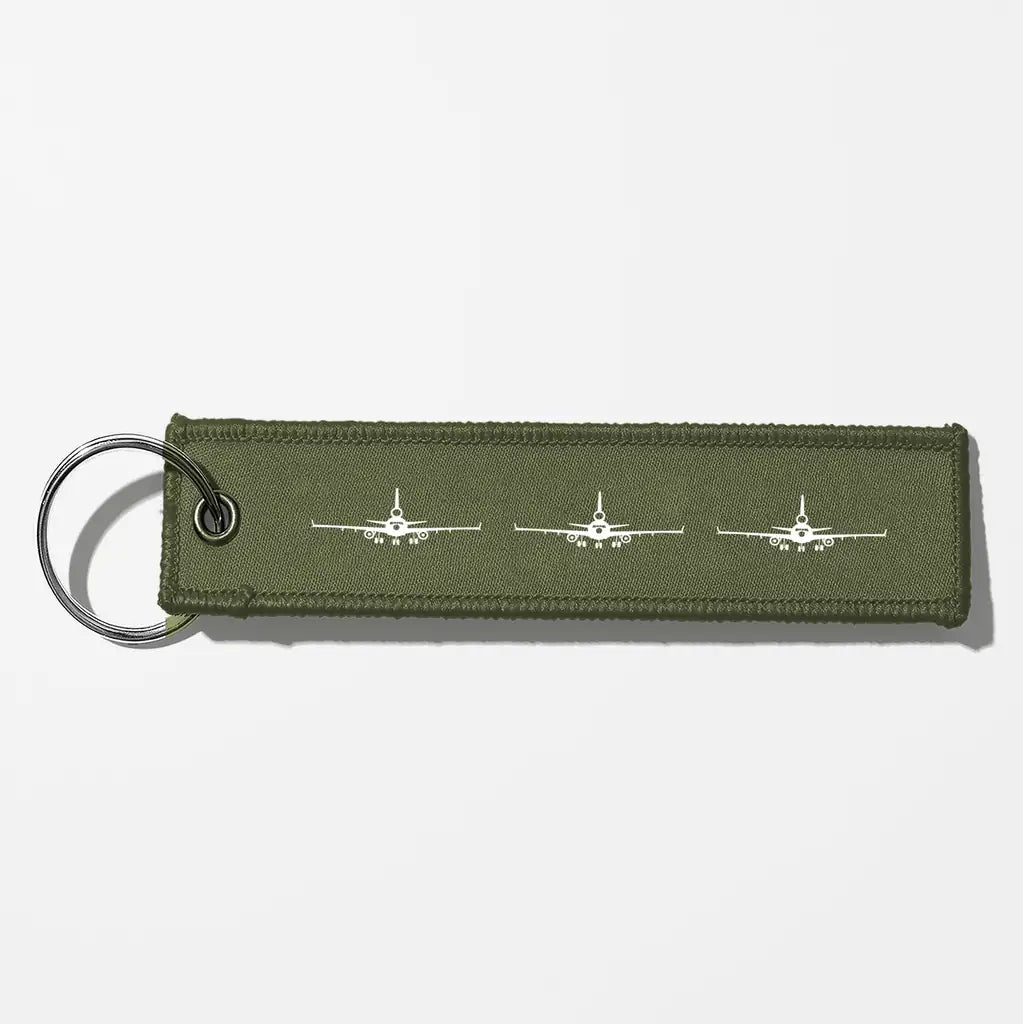 McDonnell Douglas MD-11 Silhouette Aviator Key Chains - Green Army