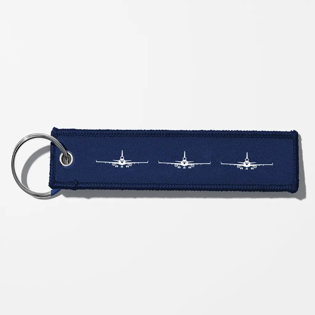 McDonnell Douglas MD-11 Silhouette Aviator Key Chains - Navy Blue