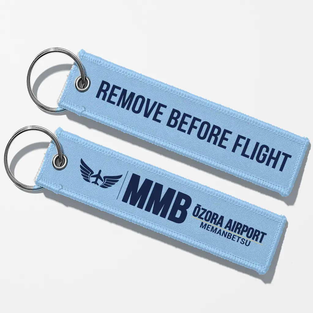 Memanbetsu Airport (MMB) Aviator Key Chains - Light Blue - Remove Before Flight