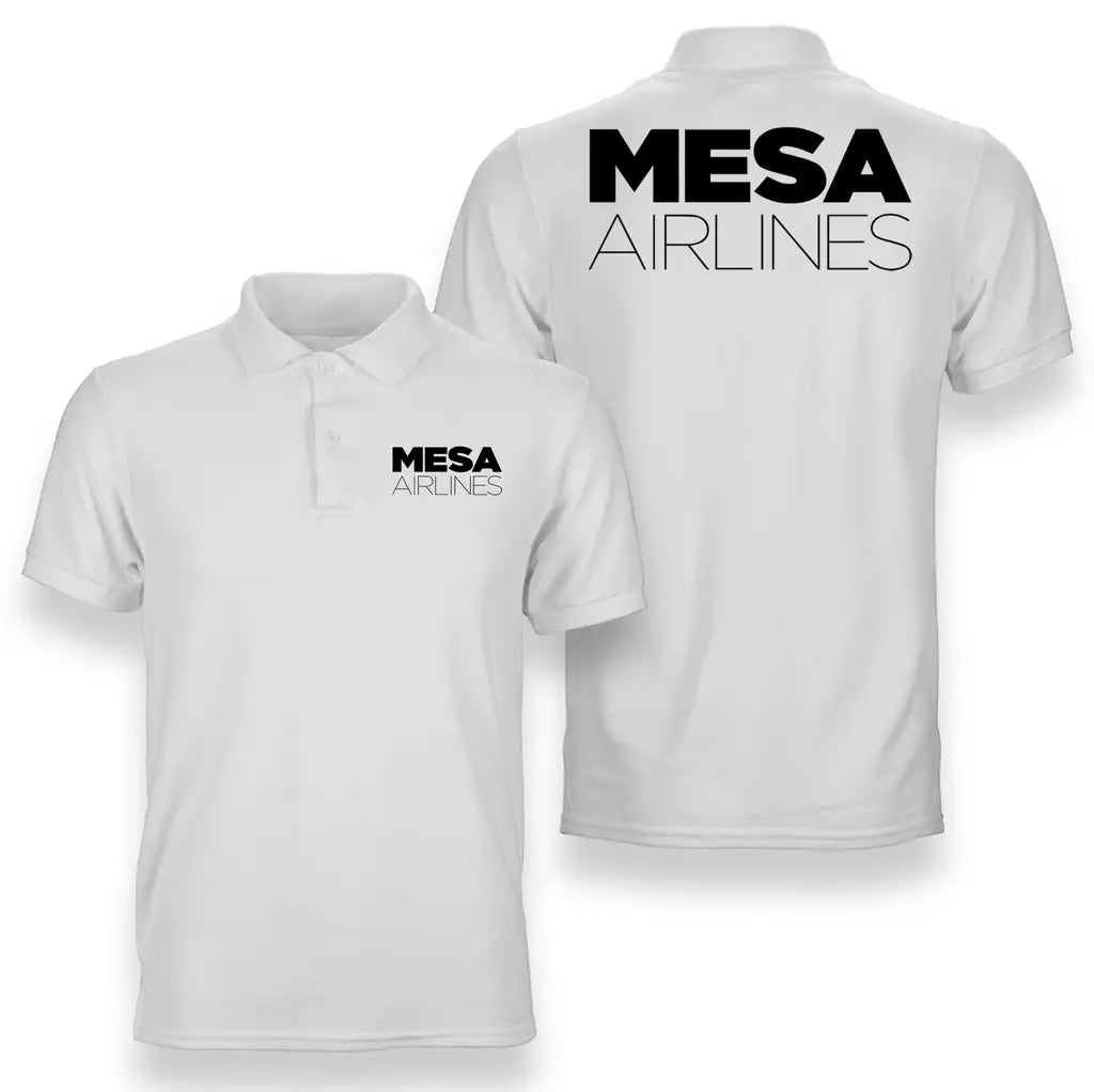 Mesa Airlines logo on white double side polo t shirt