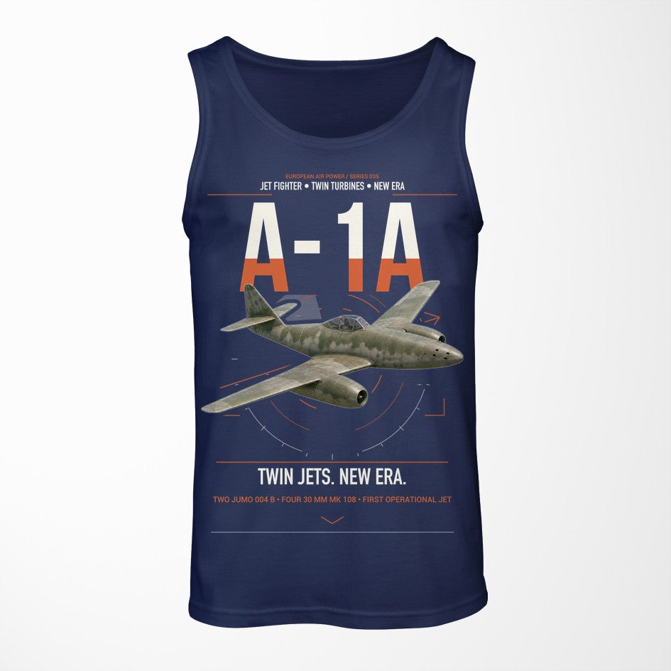 Messerschmitt Me 262A-1a design on dark blue tank top