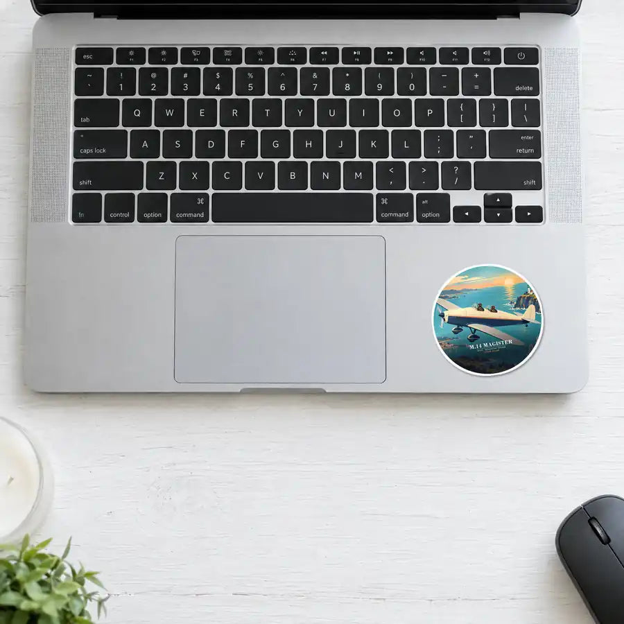 Miles M.14 Magister - 3D + Name - Circle Sticker - Laptop