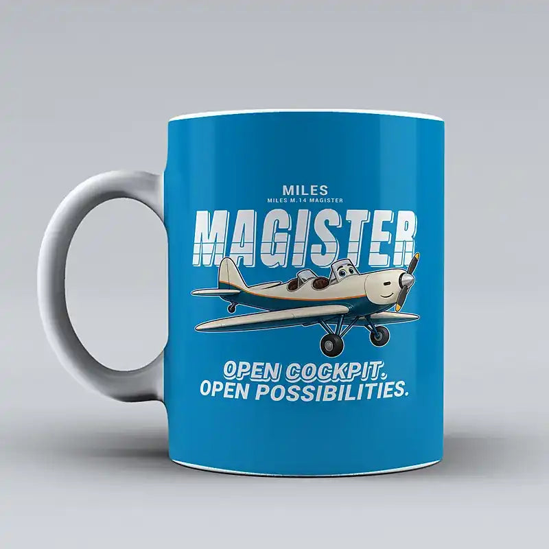 Miles M.14 Magister - Cartoon - Mug - Turquoise