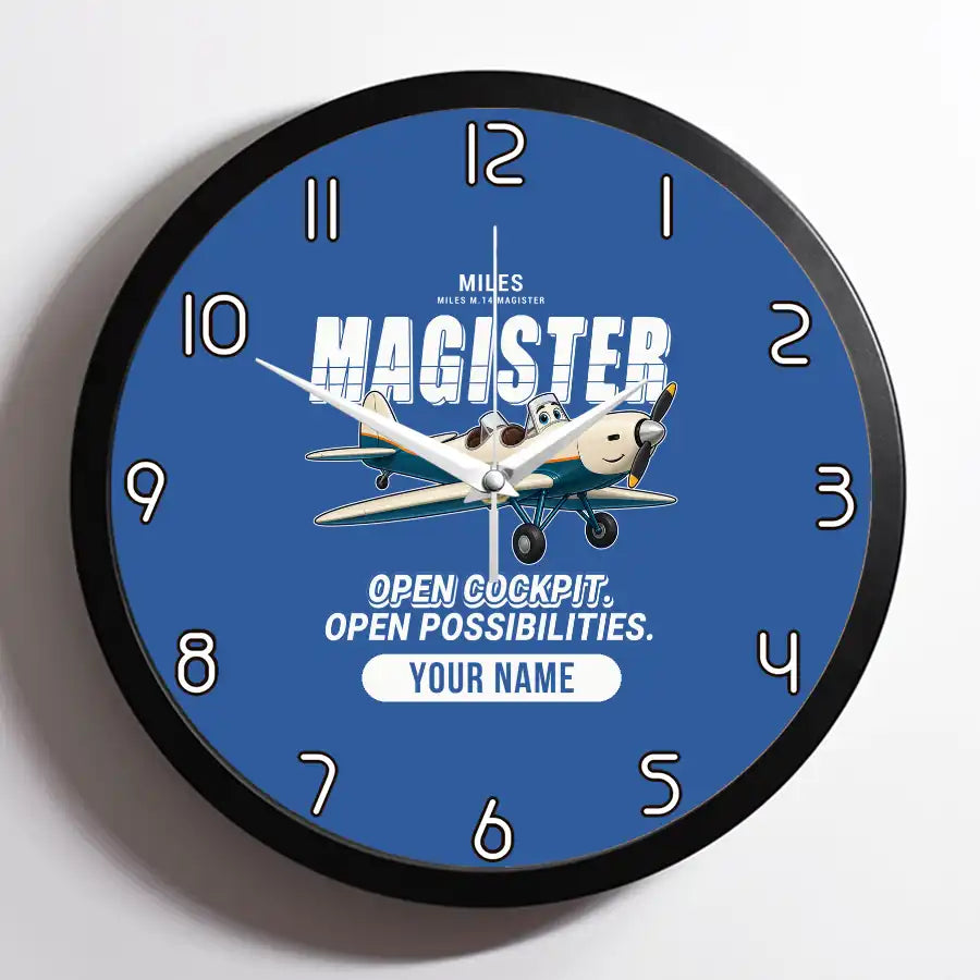Miles M.14 Magister - Cartoon + Name - Framed - Blue
