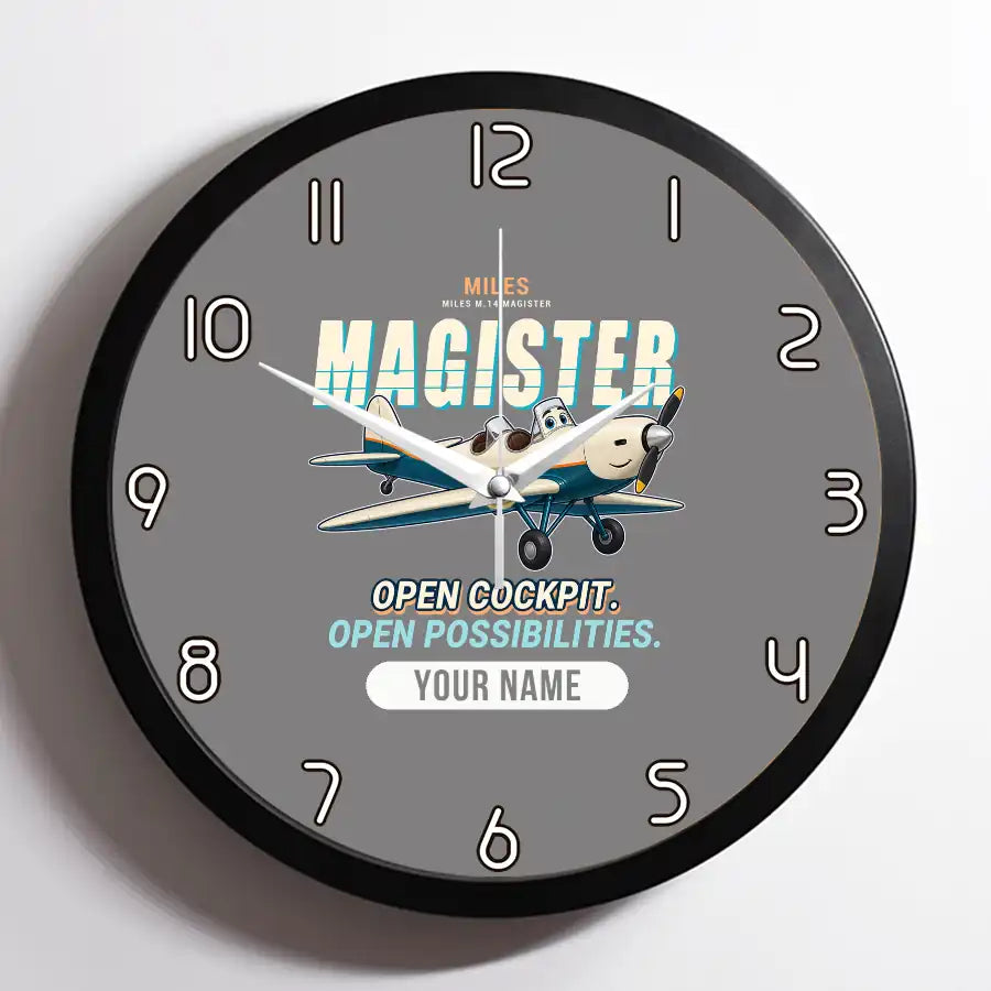 Miles M.14 Magister - Cartoon + Name - Framed - Gray