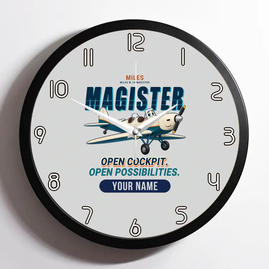 Miles M.14 Magister - Cartoon + Name - Framed - Light Gray