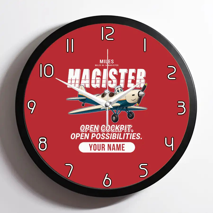 Miles M.14 Magister - Cartoon + Name - Framed - Red