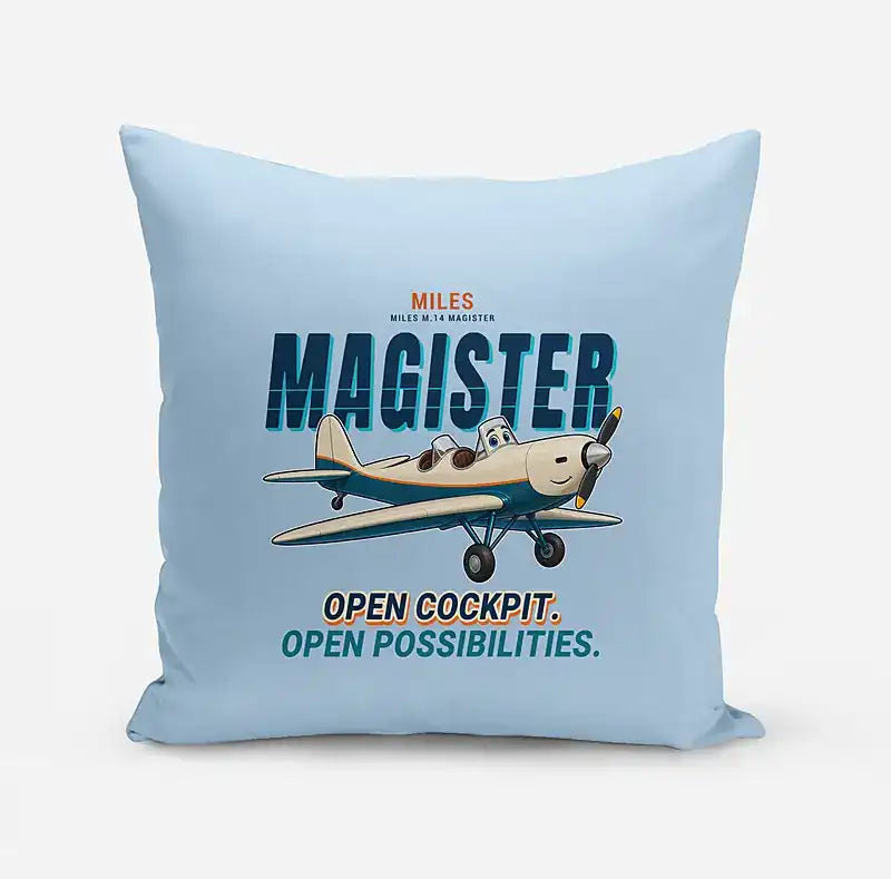 Miles M.14 Magister - Cartoon - Pillow - Light Blue