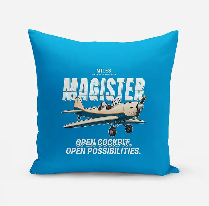 Miles M.14 Magister - Cartoon - Pillow - Turquoise
