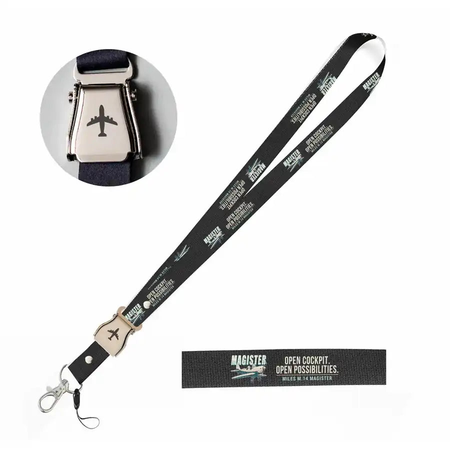 Miles M.14 Magister Lanyard & ID Holders seat belt lanyard - Cartoon - Black
