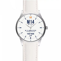 Thumbnail for Miles M.14 Magister - Classic - White + Name - Leather Strap - White Leather Strap