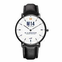 Thumbnail for Miles M.14 Magister - Classic - White - Slim Leather - Black and Black Leather Strap