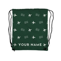 Thumbnail for Miles M.14 Magister - Drawstring Bag - 3D Pattern + Name - Dark Green