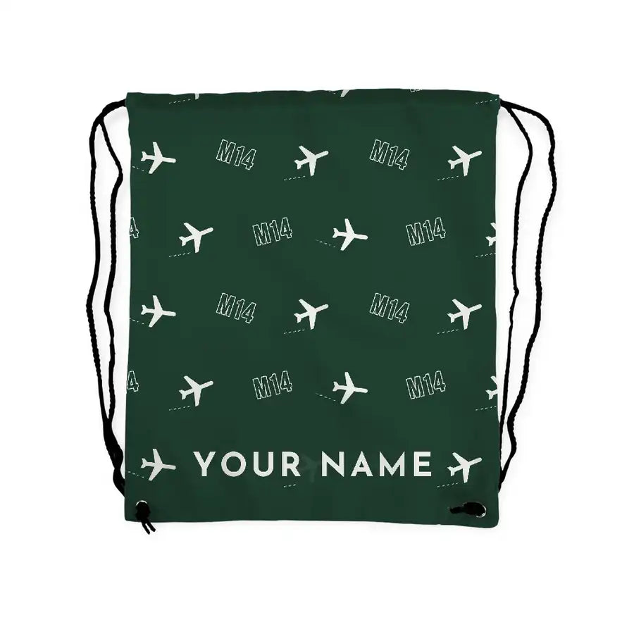 Miles M.14 Magister - Drawstring Bag - 3D Pattern + Name - Dark Green