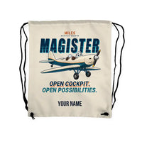 Thumbnail for Miles M.14 Magister - Drawstring Bag - Cartoon + Name - Beige