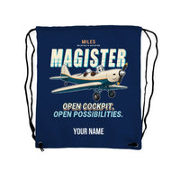 Thumbnail for Miles M.14 Magister - Drawstring Bag - Cartoon + Name - Dark Blue