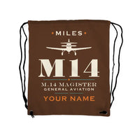 Thumbnail for Miles M.14 Magister - Drawstring Bag - Heritage + Name - Brown